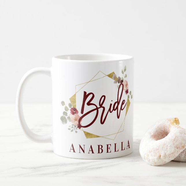 caneca floral do chá de panela do bachelorette da (Com Donut)