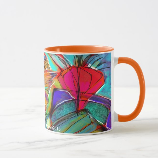 Caneca floral do Cubist abstrato (Direita)
