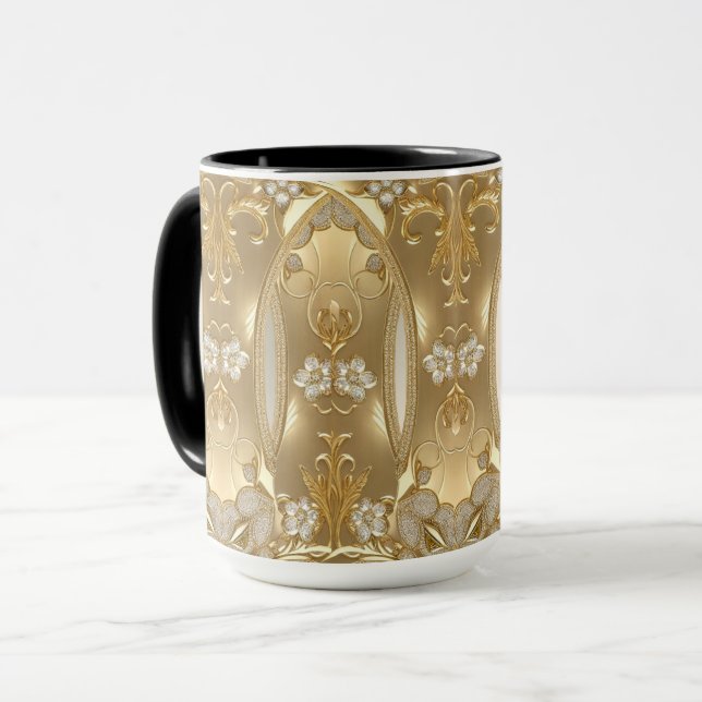 Caneca Floral do Ornamentado Dourado (Frente Esquerda)