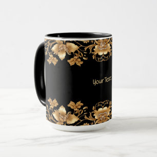 Caneca Floral Dourada