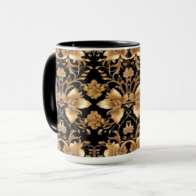 Caneca Floral Dourada (Frente Esquerda)