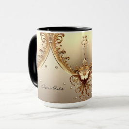 Caneca Floral Dourada Ornamentada