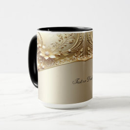 Caneca Floral Dourada Ornamentada Moderna