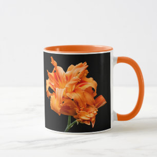Caneca Floral Duplo Laranja Elegante Daylily