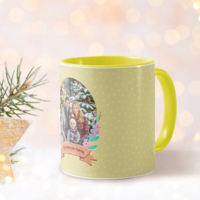 Caneca Floral Elegance Dourado Yellow Photo Mug (Criador carregado)