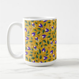 Caneca Floral em Amarelo e Púrpura