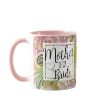 Caneca Floral em Brilho Dourado Rosa Mãe da Noiva