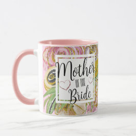 Caneca Floral em Brilho Dourado Rosa para Mãe da N