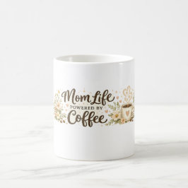 Caneca Floral Engraçada Vida de Mãe com Café