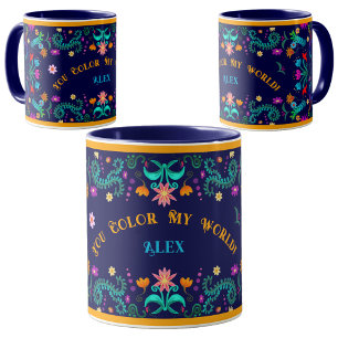 Caneca Floral Fiesta Arte Popular Mexicano Você colore me
