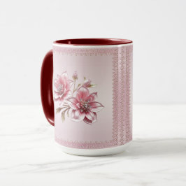 Caneca Floral Flores Rosa Moderno