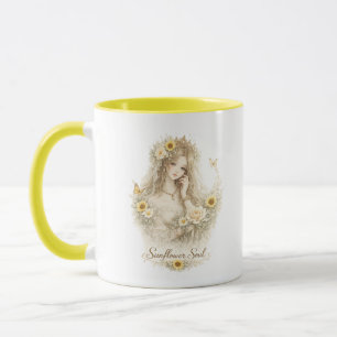 Caneca Floral Garota Alma de Girassol