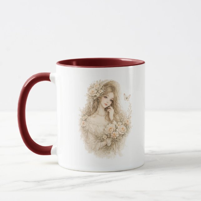 Caneca Floral Garota Sussurro de Rosa (Esquerda)