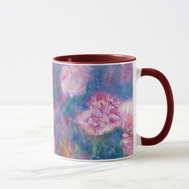 Caneca floral impressionista da "peônia" (Direita)