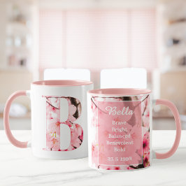 Caneca Floral Inicial B | Nome & Características P