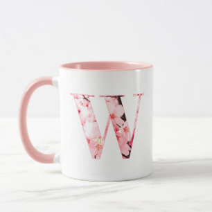 Caneca Floral Inicial W   Nome & Características P