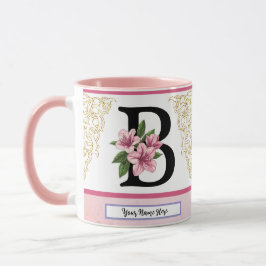 Caneca Floral Initial Mug – Letter B Monogram | Personali