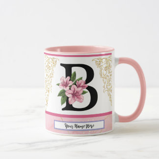 Caneca Floral Initial Mug – Letter B Monogram | Personali