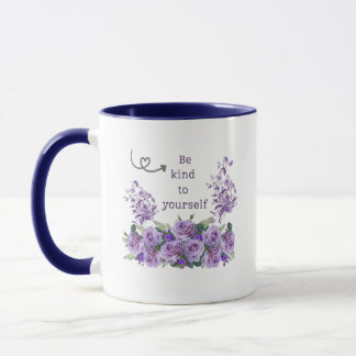 Caneca floral inspiradora seja gentil consigo mesm