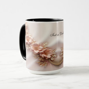 Caneca Floral Laranja Pêssego Elegante