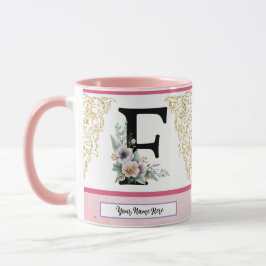 Caneca Floral Letter F – Personalized with Name Coffe Mug