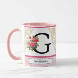 Caneca Floral Letter G Mug – Custom Name Monogram Cup
