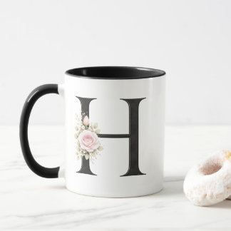 Caneca Floral Letter H Monogram | Elegant Initial H Logo