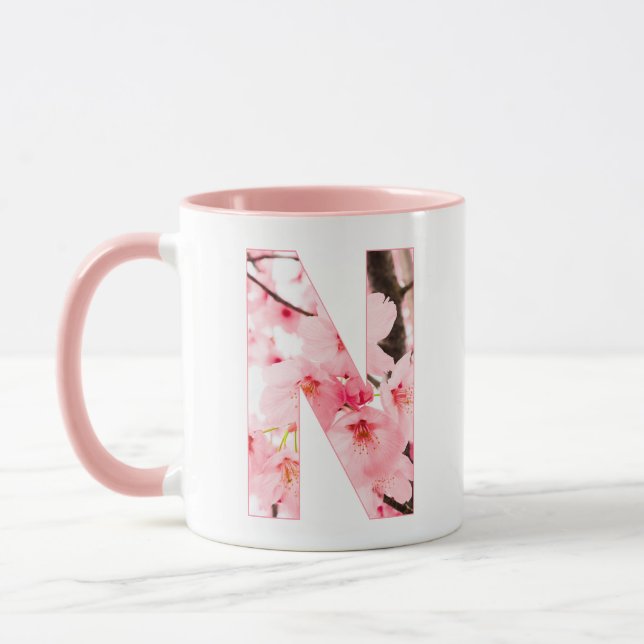 Caneca Floral N Initial Mug | Personalized Name & Traits (Esquerda)