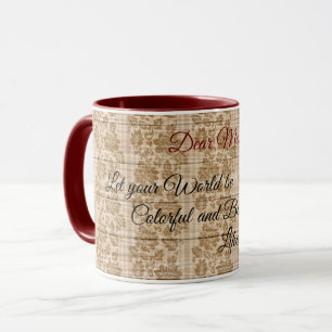 Caneca Floral no texto personalizado de madeira