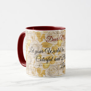 Caneca Floral no texto personalizado de madeira