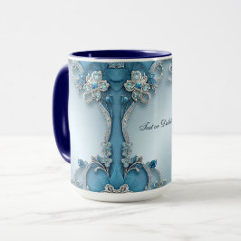 Caneca Floral Ornada Azul