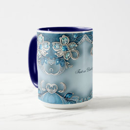 Caneca Floral Ornamentada Azul