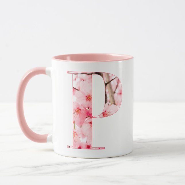 Caneca Floral P Initial Mug | Personalized Name & Traits (Esquerda)