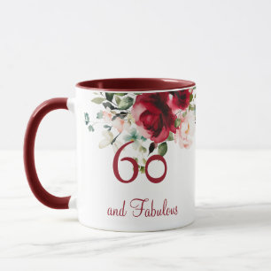 Caneca Floral para Aniversário de 60 anos de Mulheres