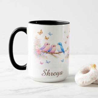 Caneca Floral Pássaro | Presente Estético Borbolet