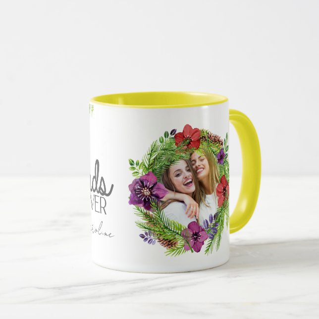 Caneca Floral Personalizado BFF dos Melhores Amigos para  (Frente Esquerda)