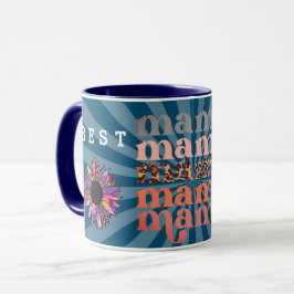 Caneca Floral Personalizar a Melhor Mãe Azul