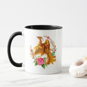 Caneca Floral Phoenix Nasce Da Fiery Ashes Fantasy