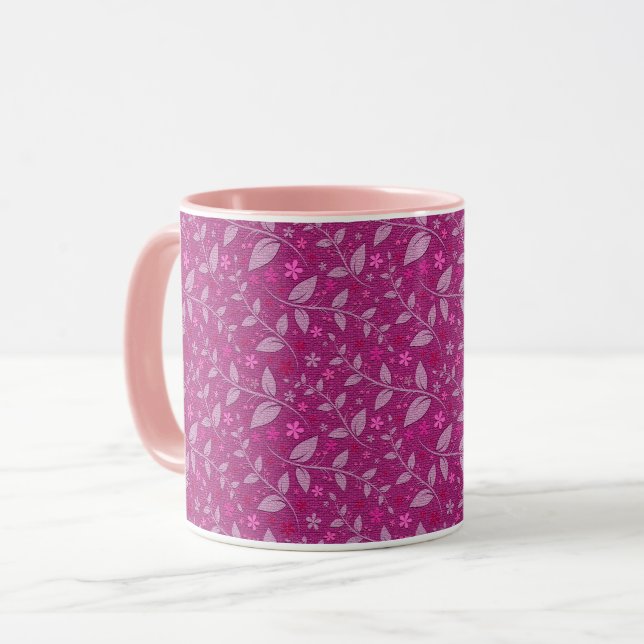 Caneca Floral Popular Elegante Moderno Rosa (Frente Esquerda)