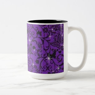 Caneca Floral Preta e Púrpura