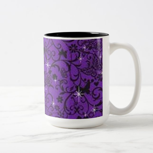 Caneca Floral Preta e Púrpura (Direita)