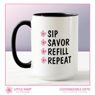 Caneca Floral Preto Rosa Café Personalizável Amantes