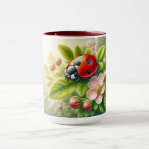 Caneca Floral/primavera ladybug trabalho de arte