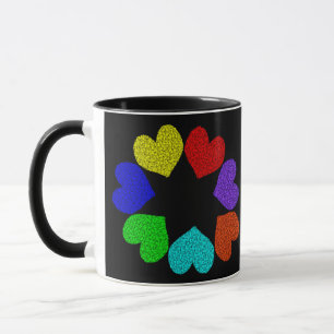 Caneca Floral Rainbow Love Hearts Mug