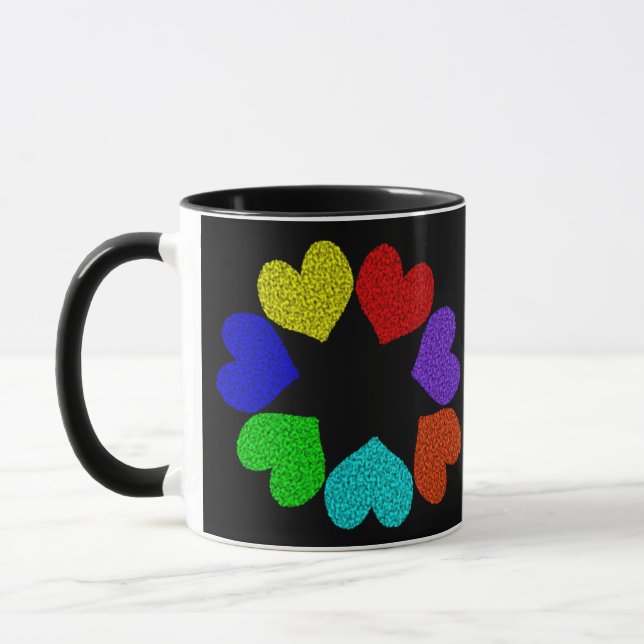 Caneca Floral Rainbow Love Hearts Mug (Esquerda)
