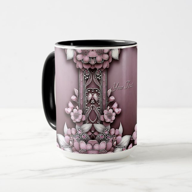 Caneca Floral Rosa (Frente Esquerda)