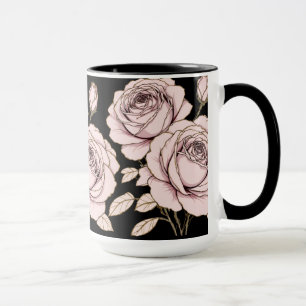 Caneca Floral Rosa Bege