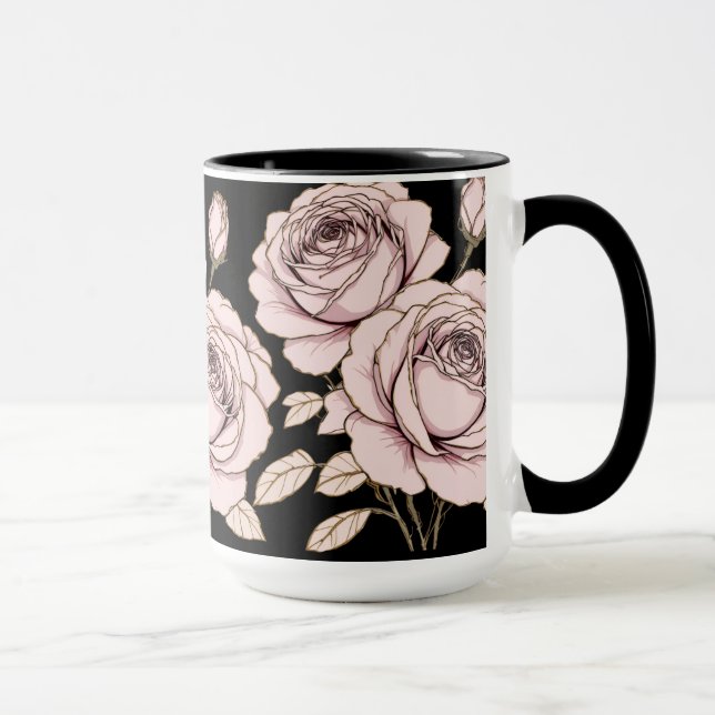 Caneca Floral Rosa Bege  (Direita)
