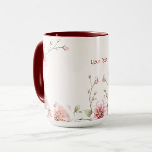 Caneca Floral Rosa Elegante Branca
