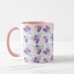 Caneca Floral rosa púrpura Bonito